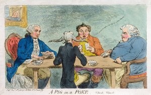 Um porco em um puxão, publicado por SW Fores em 1788 (gravura colorida à mão)